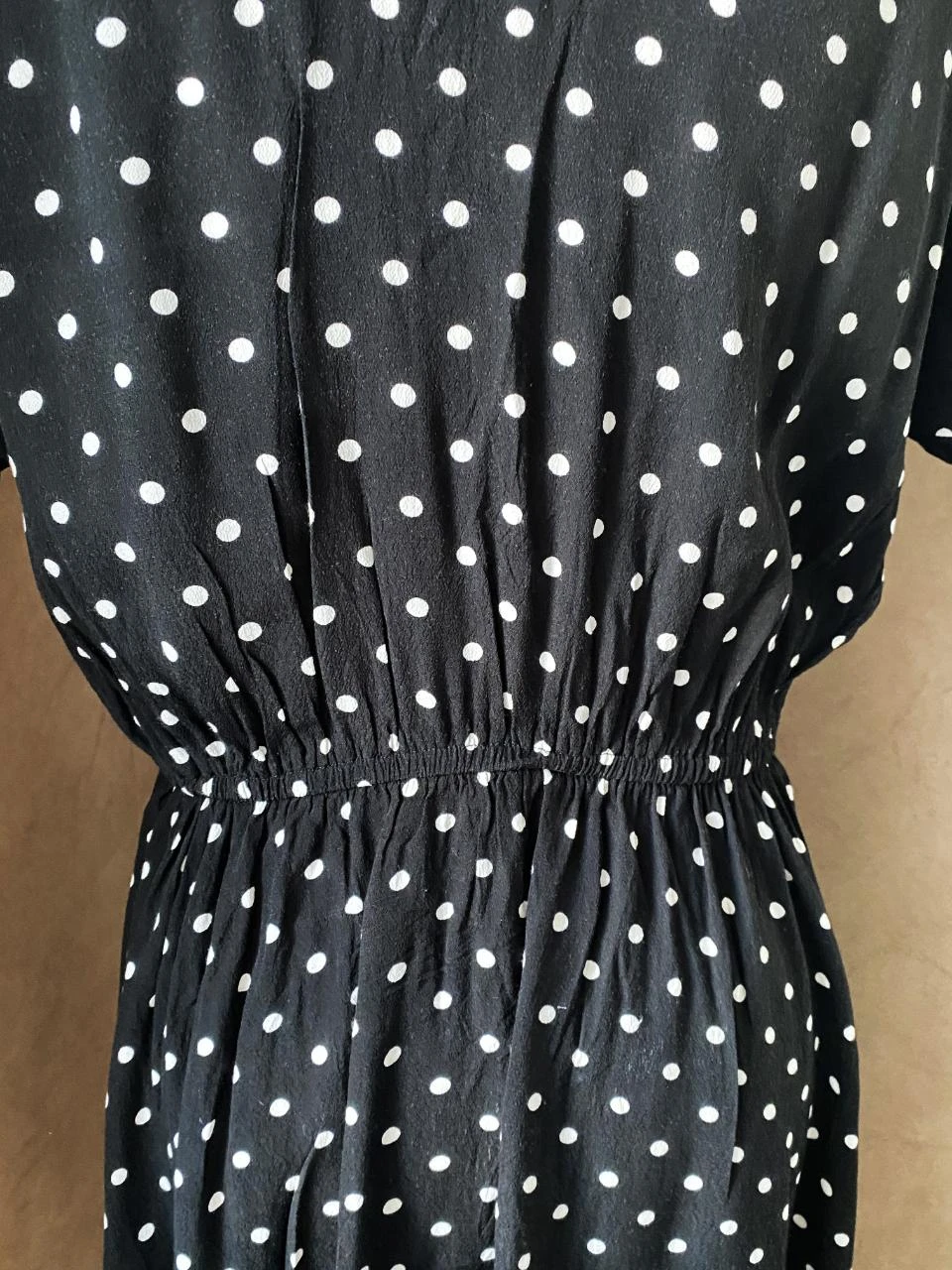 Monoprix black dress with white polka dots size 40 – 100% viscose, retro chic style – photo 7